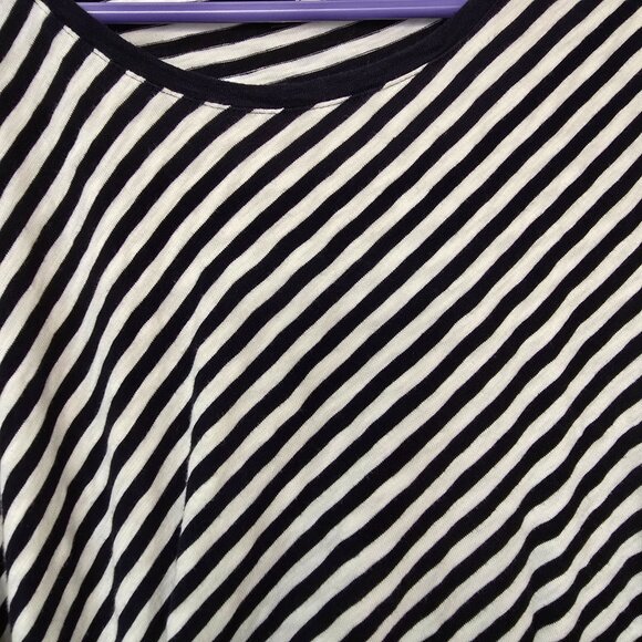 Talbots Wrap Tie Dress Navy White Stripes Cap Sleeves Round Neck Cotton Size XL - Picture 4 of 7